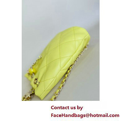 CHANEL Shiny Lambskin  &  Gold-Tone Metal Backpack AS4810 yellow 2025